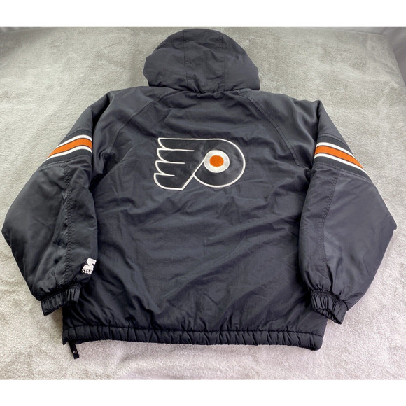 VTG Philadelphia Flyers Jacket Mens XL Black Starter 90s NHL Sports Puffer Coat - Picture 13 of 16